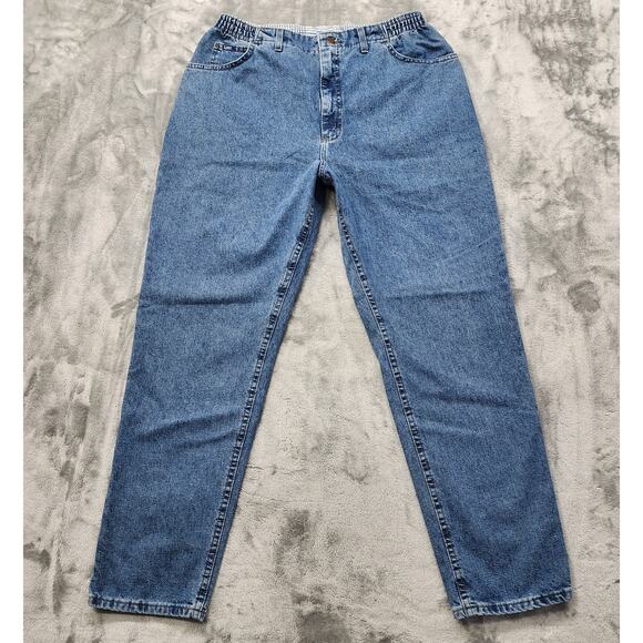 Vintage Lee Jeans Womens 20W Blue High Rise Tapered Leg Elastic Waist Mom Baggy - Picture 1 of 12